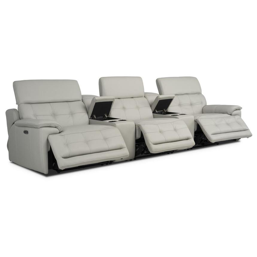 Graystone Gray Home Theater Leather Seating with 5PCS/3PWR alternate image, 3 of 11 images.
