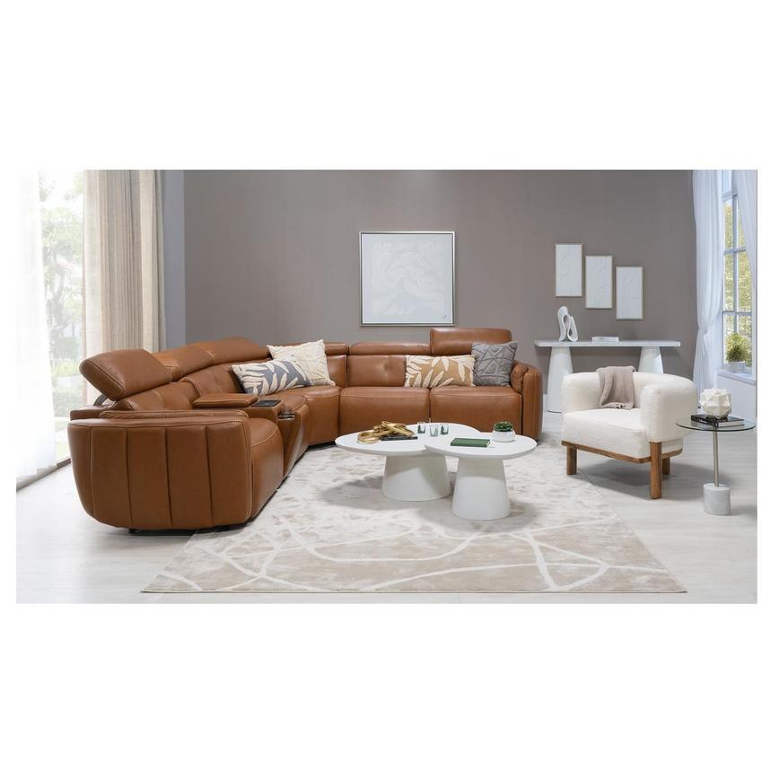 Kamet Tan Leather Power Reclining Sectional with 4PCS/2PWR alternate image, 2 of 8 images.