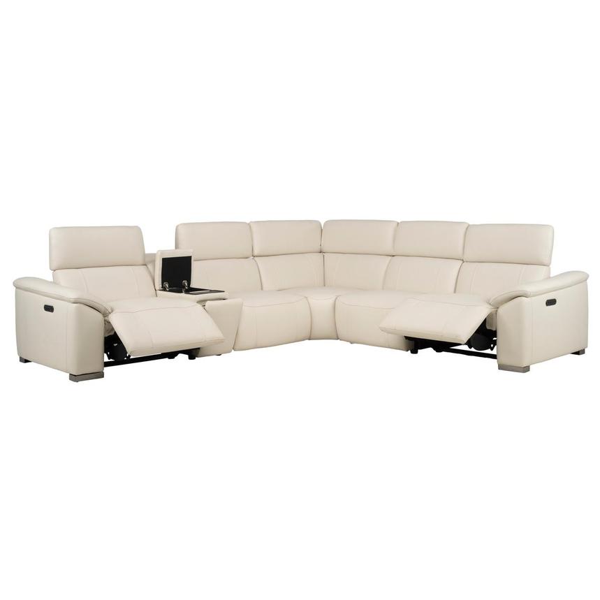 Cordova Cream Leather Power Reclining Sectional with 6PCS/2PWR  alternate image, 2 of 13 images.