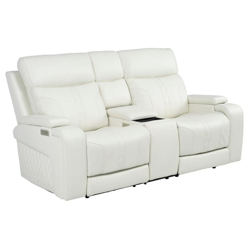 Zeus Leather Power Reclining Sofa w/Console  alternate image, 4 of 16 images.