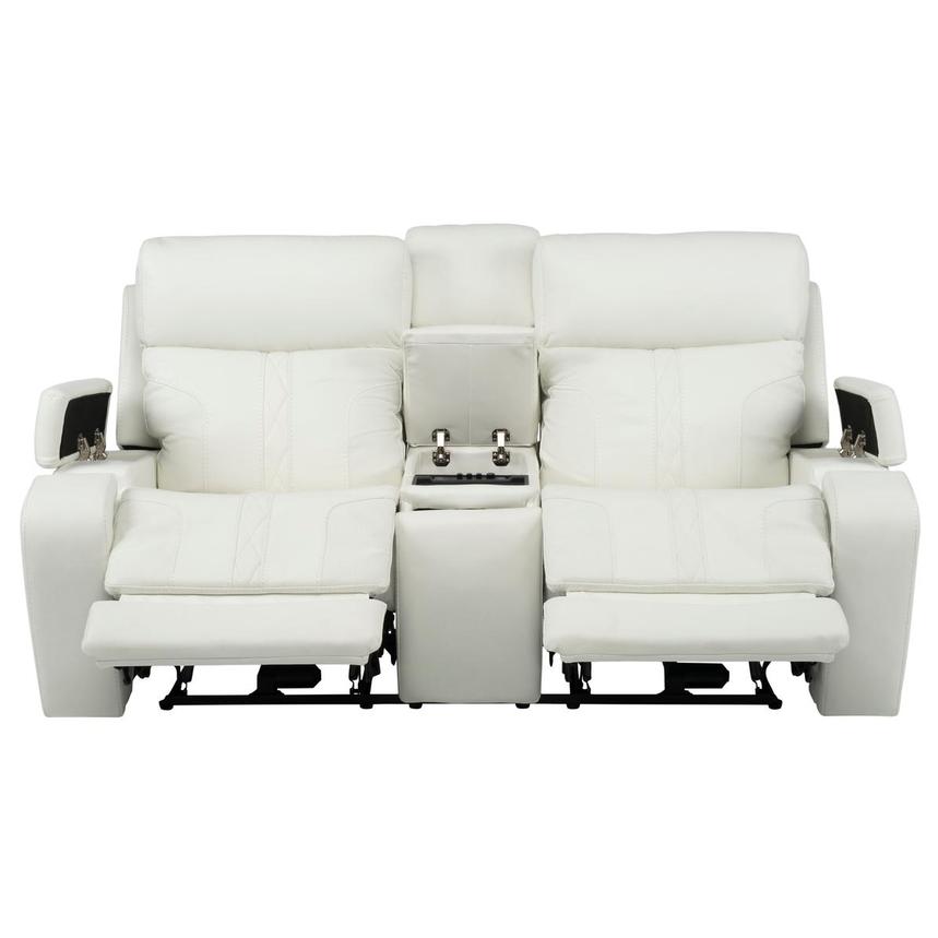 Zeus Leather Power Reclining Sofa w/Console | El Dorado Furniture