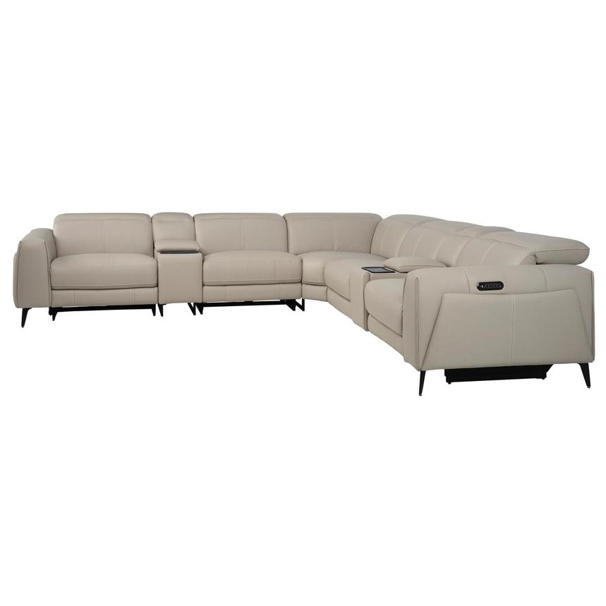 Luke 2.0 Taupe Leather Power Reclining Sectional with 7PCS/3PWR alternate image, 3 of 11 images.