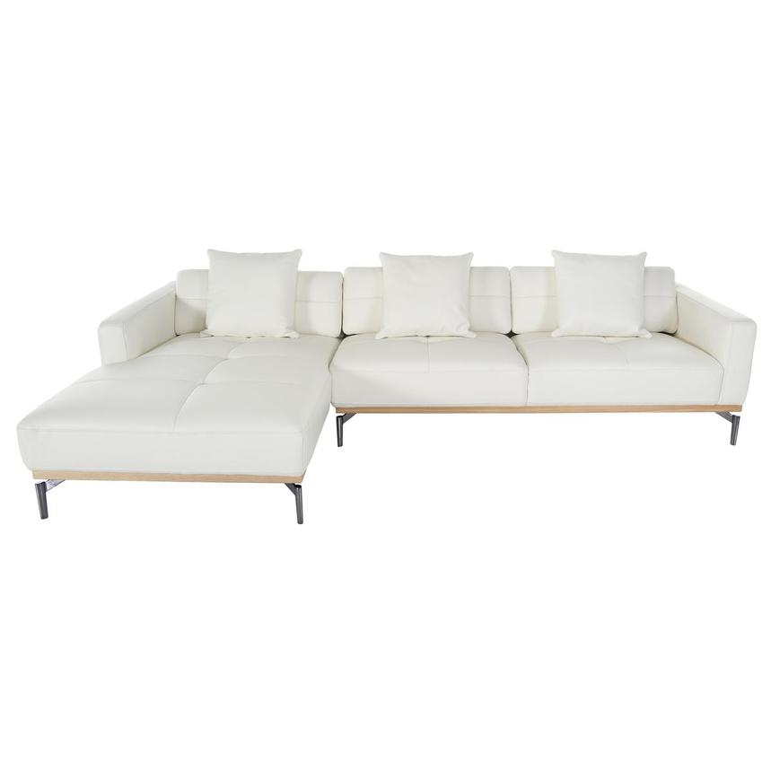 Nate White Leather Corner Sofa w/Left Chaise  alternate image, 2 of 7 images.