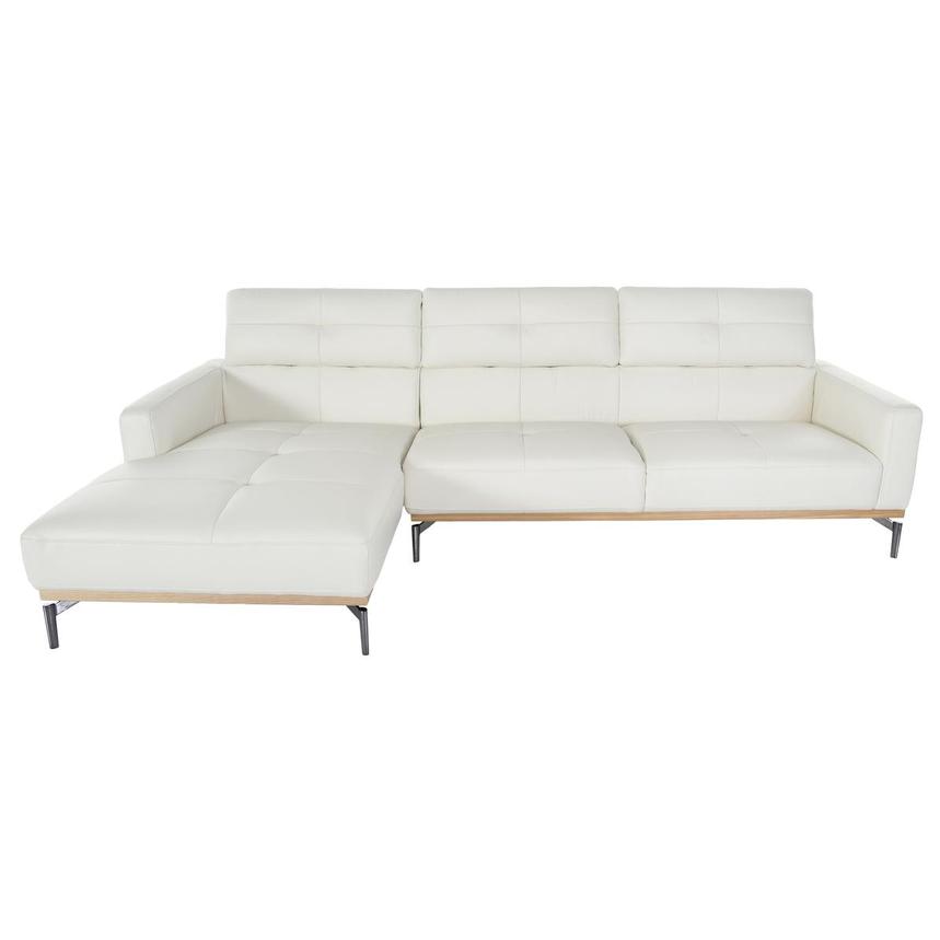 Nate White Leather Corner Sofa w/Left Chaise  alternate image, 4 of 7 images.