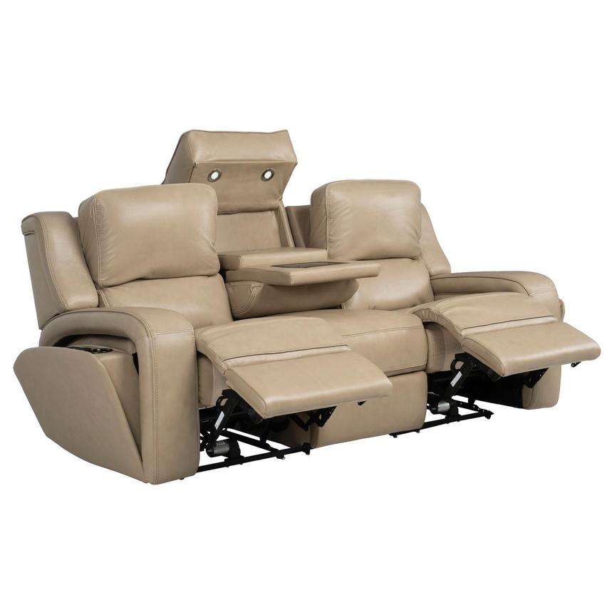 Epic Taupe Leather Power Reclining Sofa  alternate image, 4 of 14 images.