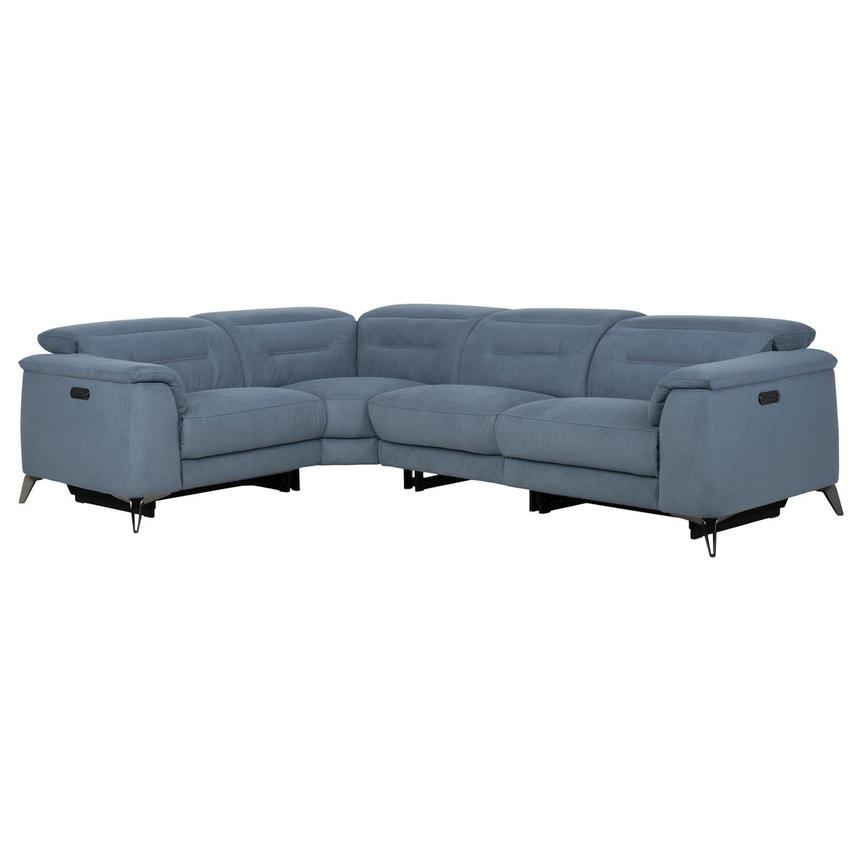 Claribel II Light Blue Power Reclining Sectional with 4PCS/2PWR  main image, 1 of 10 images.