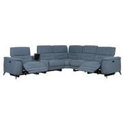 Claribel II Light Blue Power Reclining Sectional with 6PCS/2PWR  alternate image, 2 of 13 images.