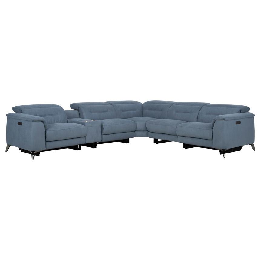 Claribel II Light Blue Power Reclining Sectional with 6PCS/2PWR  main image, 1 of 13 images.