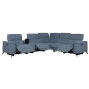 Claribel II Light Blue Power Reclining Sectional with 6PCS/3PWR  alternate image, 2 of 13 images.