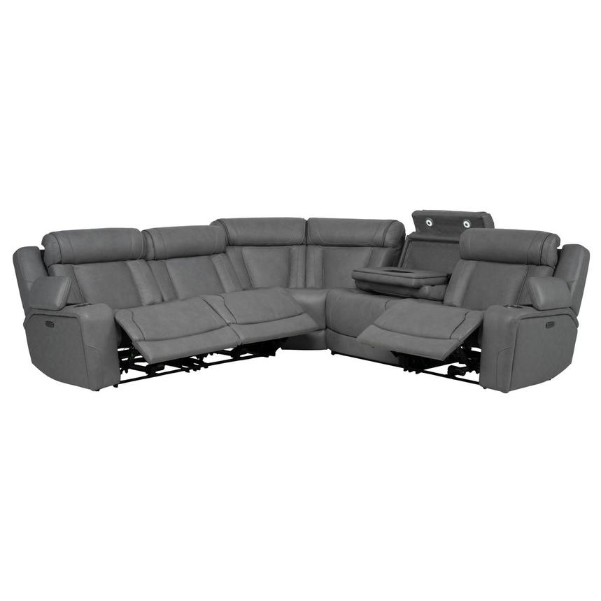 Odyssey Cobalt 5PCS/3PWR Leather Power Reclining Sectional  alternate image, 4 of 17 images.