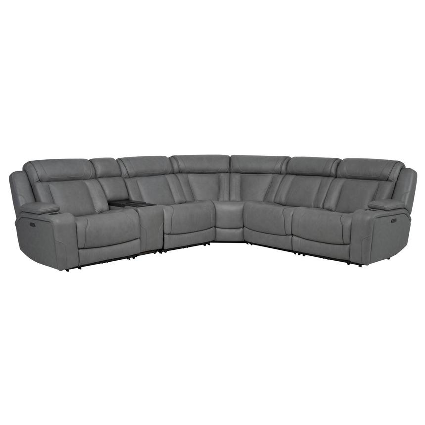 Cobalt 6PCS/3PWR Leather Power Reclining Sectional w/Beverage Cooler