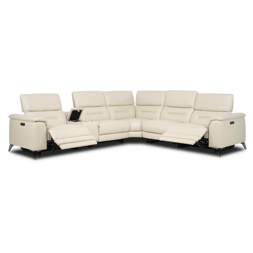 Anabel Cream 2.0 Leather Power Reclining Sectional with 6PCS/2PWR alternate image, 2 of 4 images.