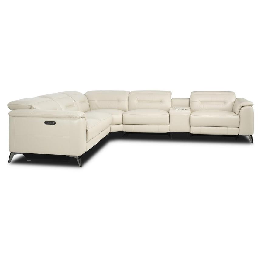 Anabel Cream 2.0 Leather Power Reclining Sectional with 6PCS/2PWR alternate image, 3 of 4 images.