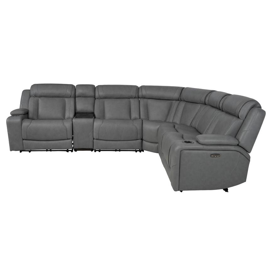 Odyssey Cobalt 6PCS/3PWR Leather Power Reclining Sectional w/Beverage Cooler  alternate image, 4 of 20 images.