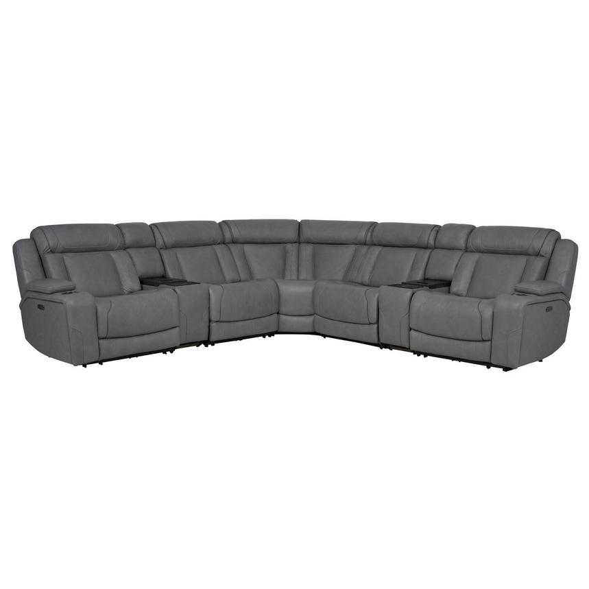 Cobalt 7PCS/3PWR Leather Power Reclining Sectional w/Beverage Cooler  main image, 1 of 18 images.