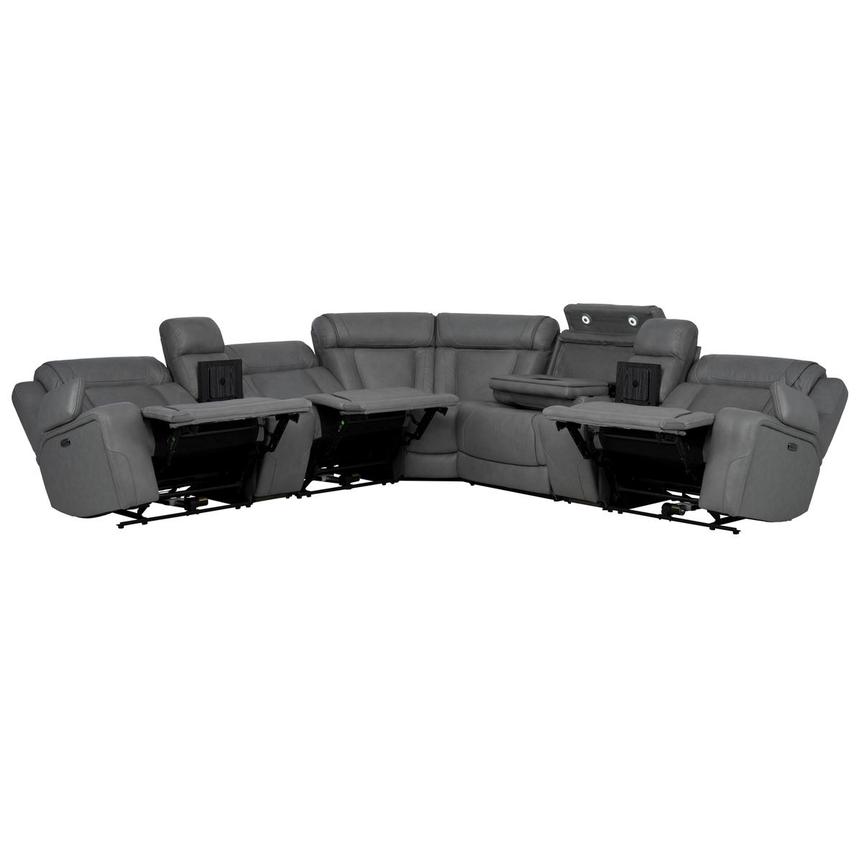 Odyssey Cobalt 7PCS/3PWR Leather Power Reclining Sectional w/Beverage Cooler  alternate image, 4 of 20 images.