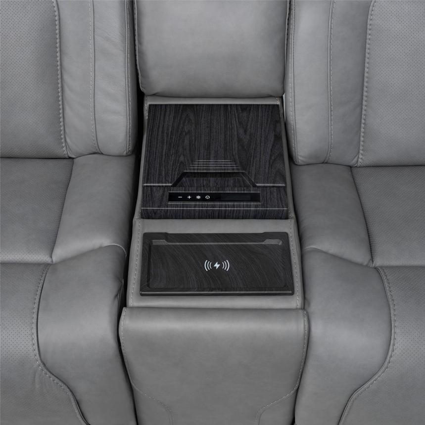 Odyssey Cobalt 7PCS/3PWR Leather Power Reclining Sectional w/Beverage Cooler  alternate image, 9 of 20 images.