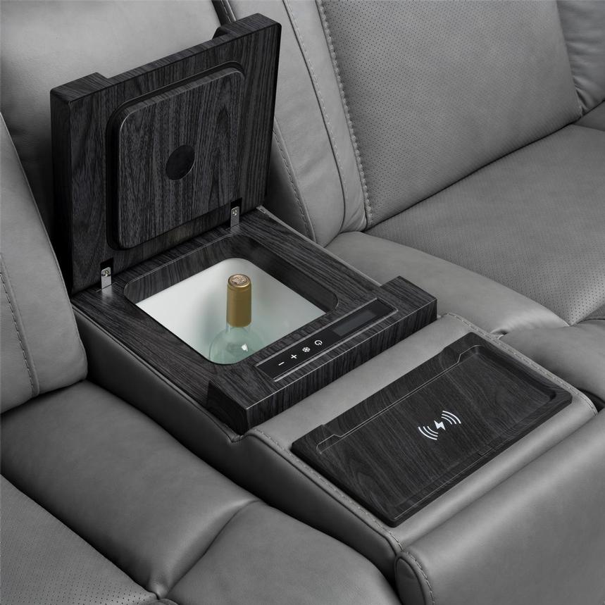 Odyssey Cobalt 7PCS/3PWR Leather Power Reclining Sectional w/Beverage Cooler  alternate image, 9 of 18 images.