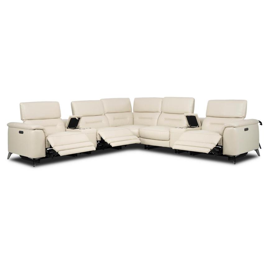 Anabel Cream 2.0 Leather Power Reclining Sectional with 7PCS/3PWR alternate image, 2 of 5 images.
