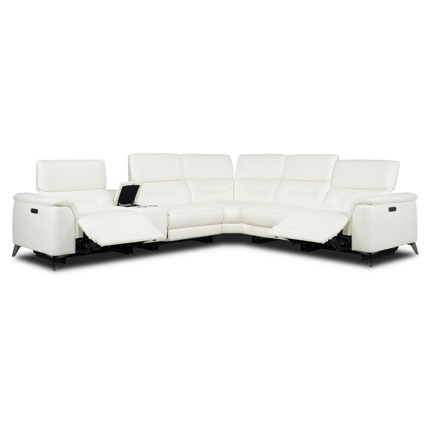 Anabel White 2.0 Leather Power Reclining Sectional with 6PCS/2PWR alternate image, 2 of 13 images.