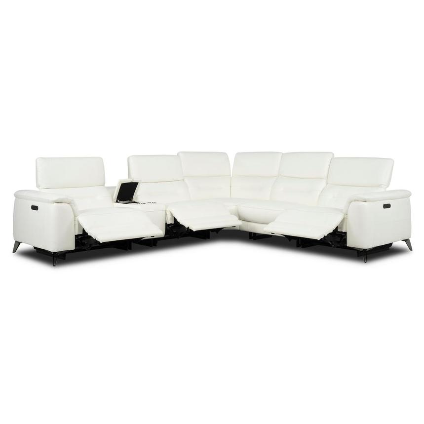 Anabel White 2.0 Leather Power Reclining Sectional with 6PCS/3PWR alternate image, 2 of 12 images.