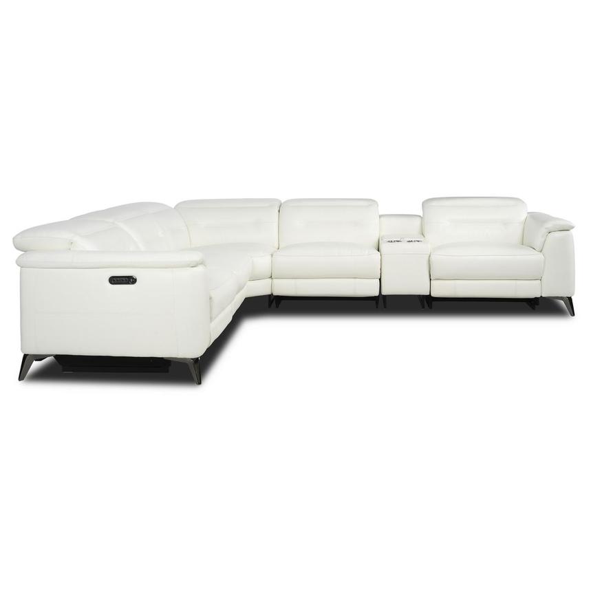 Anabel White 2.0 Leather Power Reclining Sectional with 6PCS/3PWR alternate image, 3 of 12 images.