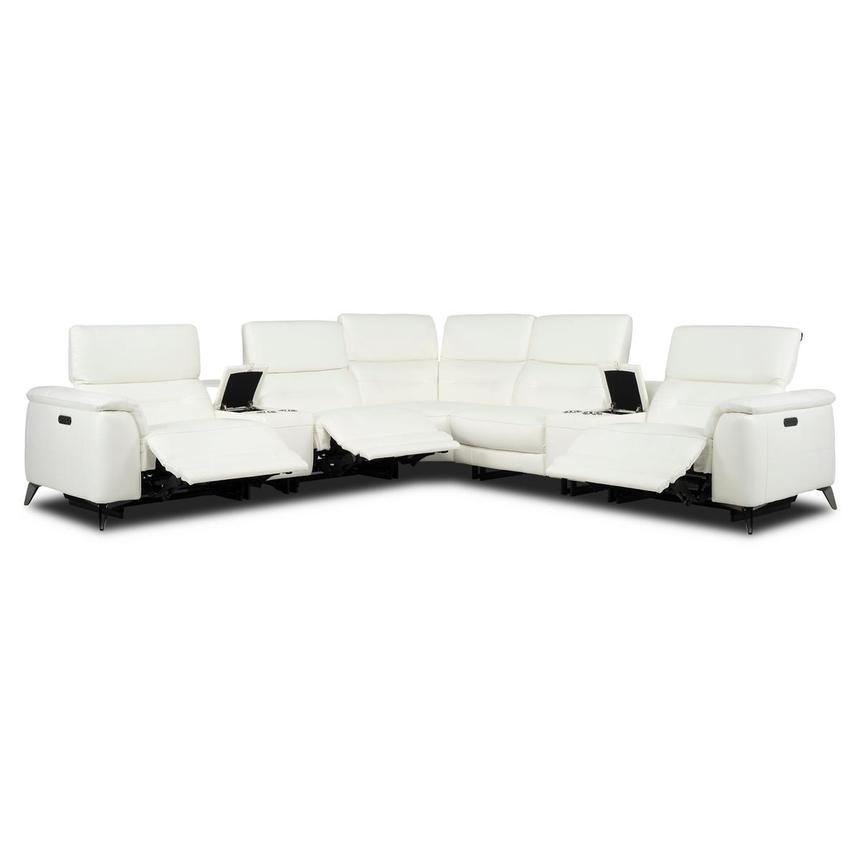 Anabel White 2.0 Leather Power Reclining Sectional with 7PCS/3PWR alternate image, 2 of 13 images.