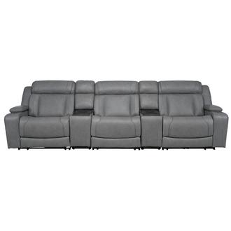 Cobalt 5PCS/3PWR Home Theater Leather Seating w/Beverage Cooler