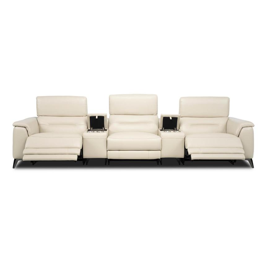 Anabel Cream 2.0 Home Theater Leather Seating with 5PCS/2PWR  alternate image, 2 of 4 images.