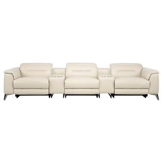 Anabel Cream 2.0 Home Theater Leather Seating with 5PCS/3PWR