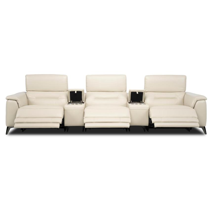 Anabel Cream 2.0 Home Theater Leather Seating with 5PCS/3PWR  alternate image, 2 of 3 images.