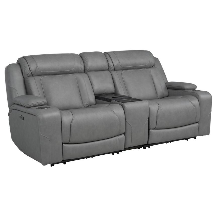 Odyssey Cobalt Leather Reclining Sofa w/Beverage Cooler  alternate image, 4 of 16 images.