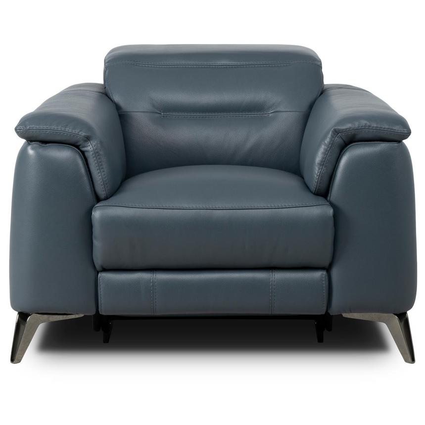 Anabel 2.0 Blue Leather Power Recliner  alternate image, 2 of 6 images.