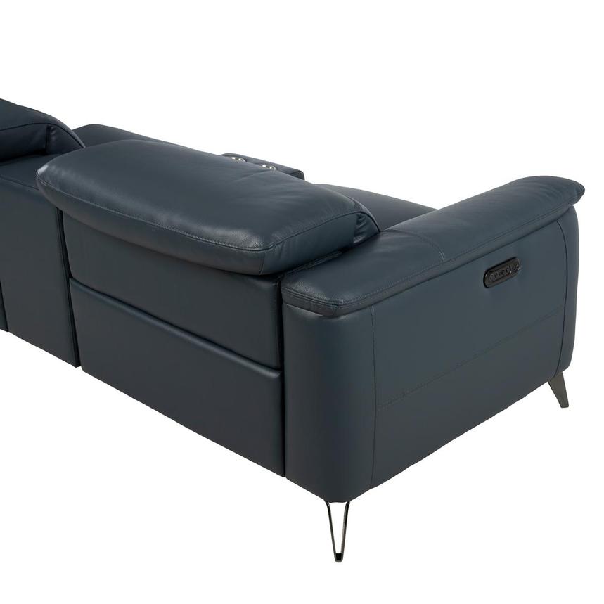 Anabel 2.0 Blue Leather Power Reclining Sectional with 5PCS/3PWR alternate image, 3 of 9 images.