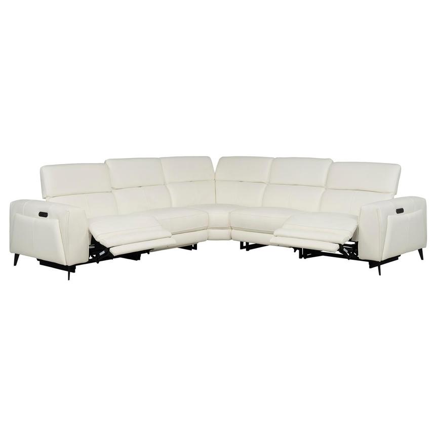 Luke 2.0 White Leather Power Reclining Sectional with 5PCS/2PWR  alternate image, 2 of 13 images.