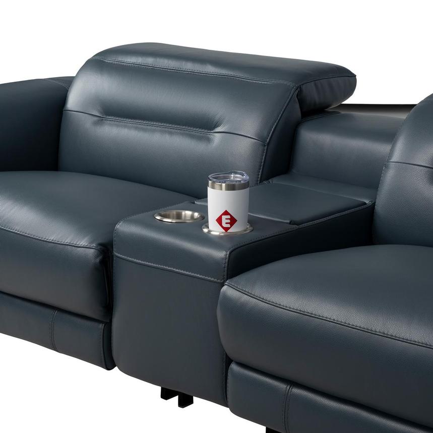 Anabel 2.0 Blue Leather Power Reclining Sectional with 6PCS/3PWR alternate image, 5 of 13 images.