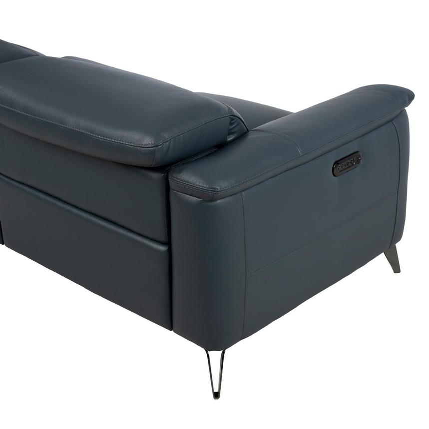 Anabel 2.0 Blue Leather Power Reclining Sectional with 6PCS/2PWR alternate image, 3 of 13 images.