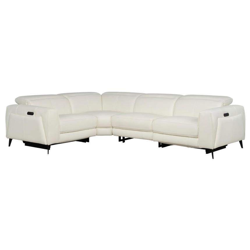 Luke 2.0 White Leather Power Reclining Sectional with 4PCS/2PWR  main image, 1 of 10 images.