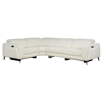 Luke 2.0 White Leather Power Reclining Sectional with 4PCS/2PWR