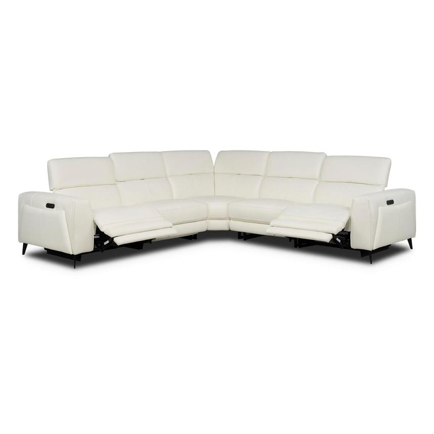 Luke 2.0 White Leather Power Reclining Sectional with 5PCS/2PWR  alternate image, 2 of 11 images.