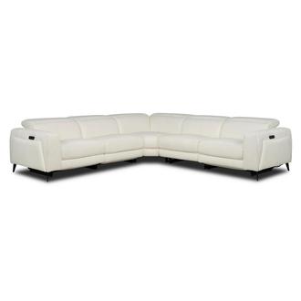 Luke 2.0 White Leather Power Reclining Sectional with 5PCS/3PWR