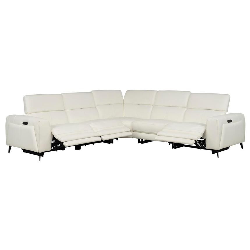 Luke 2.0 White Leather Power Reclining Sectional with 5PCS/3PWR  alternate image, 2 of 9 images.
