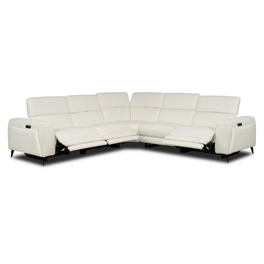 Luke 2.0 White Leather Power Reclining Sectional with 5PCS/3PWR  alternate image, 2 of 9 images.