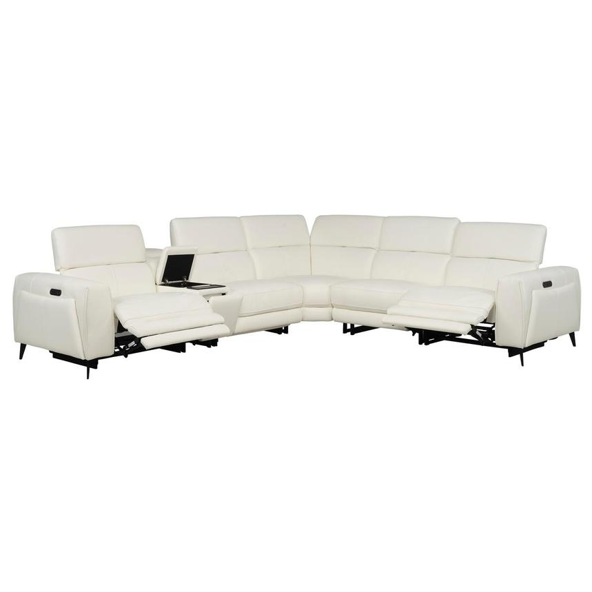 Luke 2.0 White Leather Power Reclining Sectional with 6PCS/2PWR  alternate image, 2 of 13 images.
