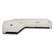 Luke 2.0 White Leather Power Reclining Sectional with 6PCS/2PWR  alternate image, 3 of 12 images.