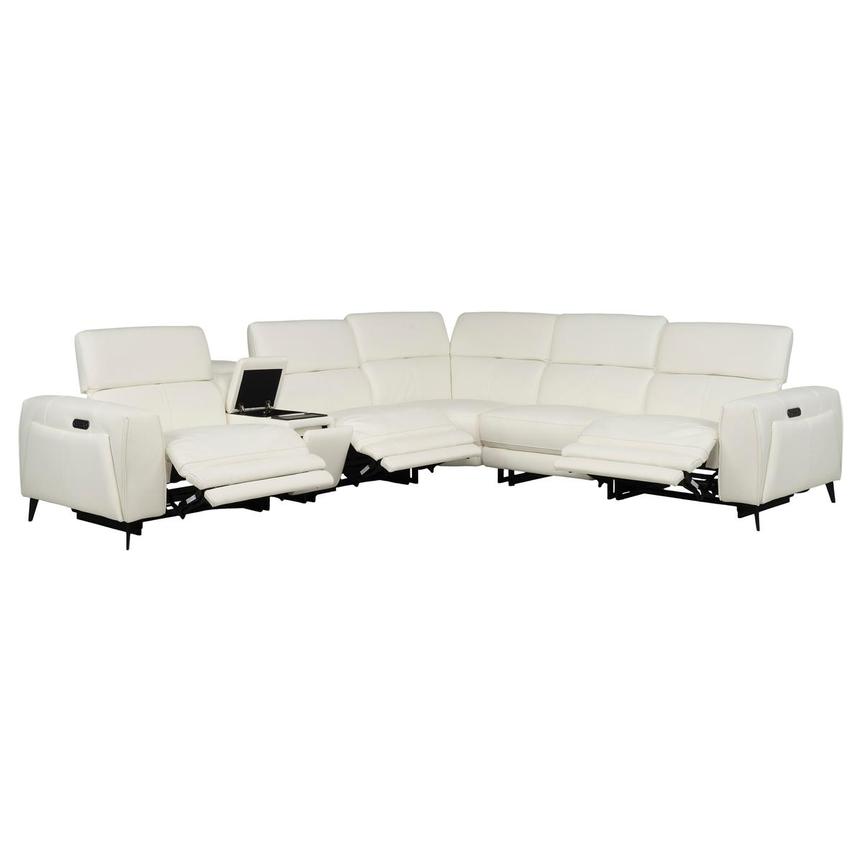 Luke 2.0 White Leather Power Reclining Sectional with 6PCS/3PWR  alternate image, 2 of 13 images.