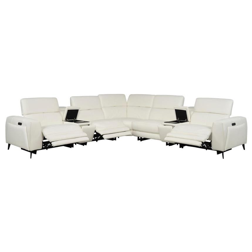 Luke 2.0 White Leather Power Reclining Sectional with 7PCS/3PWR  alternate image, 2 of 14 images.