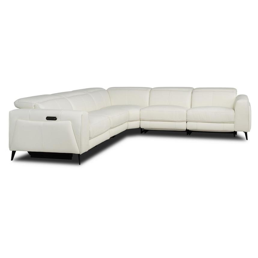 Luke 2.0 White Leather Power Reclining Sectional with 5PCS/3PWR alternate image, 3 of 9 images.