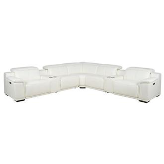 Davis 2.0 White Leather Power Reclining Sectional with 7PCS/3PWR