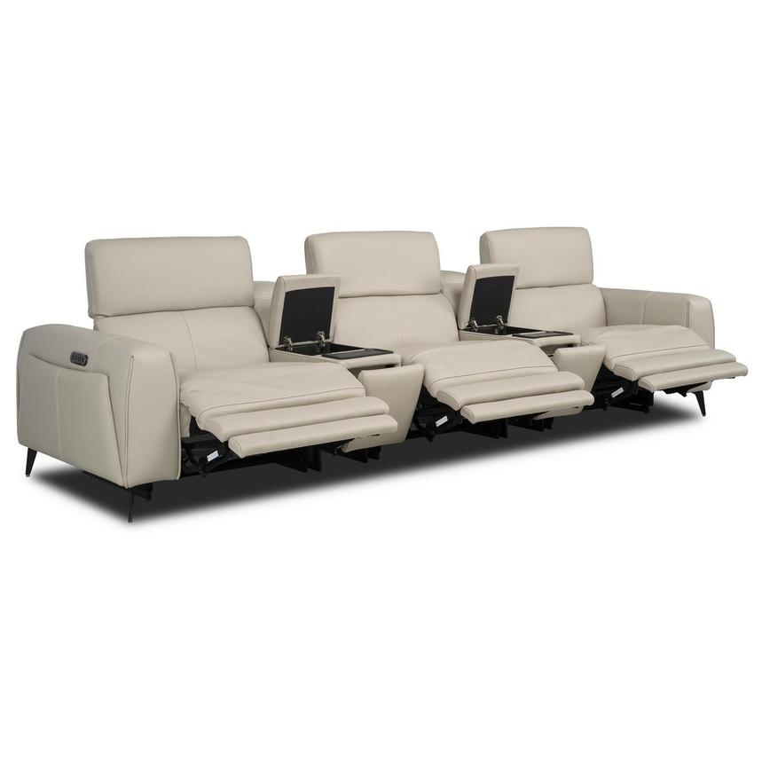 Luke 2.0 Taupe Home Theater Leather Seating with 5PCS/3PWR alternate image, 2 of 10 images.
